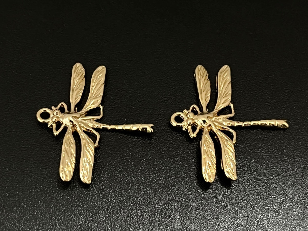 4PCS 22x24.5mm dragonfly gold plated metal part jewelry findings