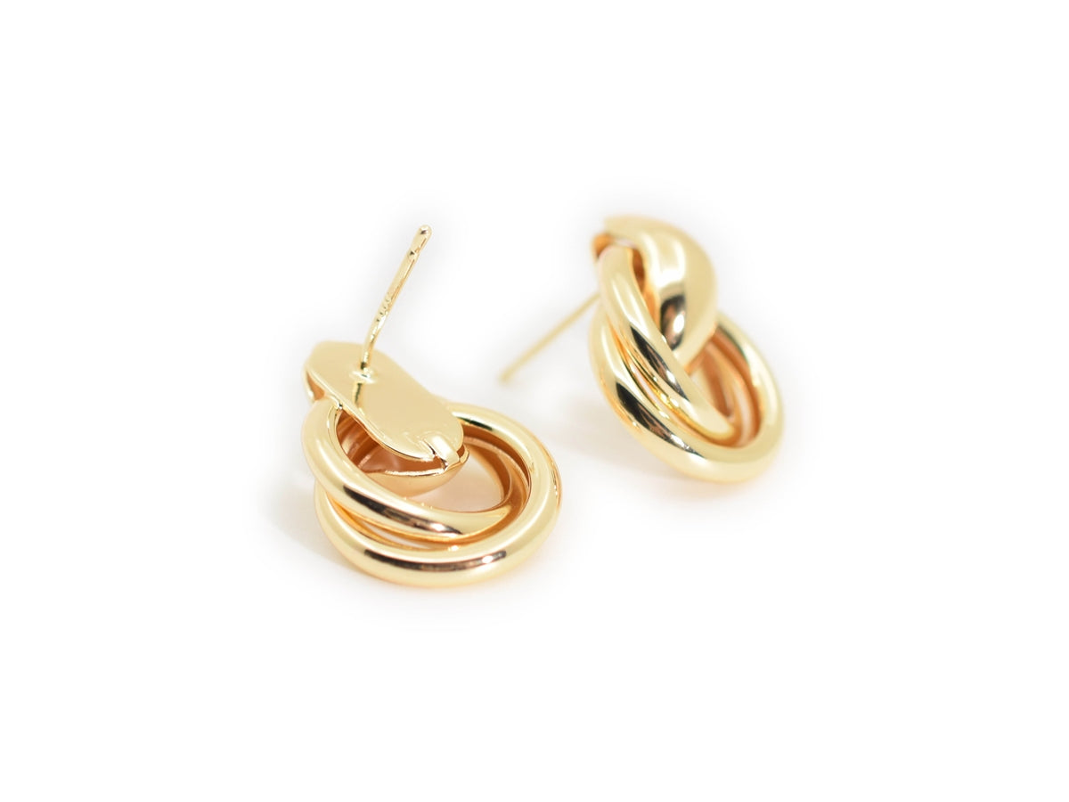 15x22mm Gold plated brass earrings, fashion earrings for her, 2 circle
