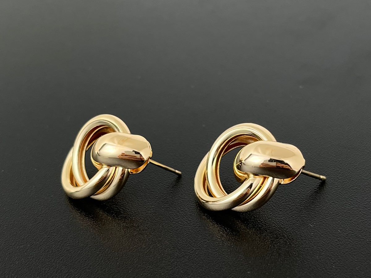 15x22mm Gold plated brass earrings, fashion earrings for her, 2 circle