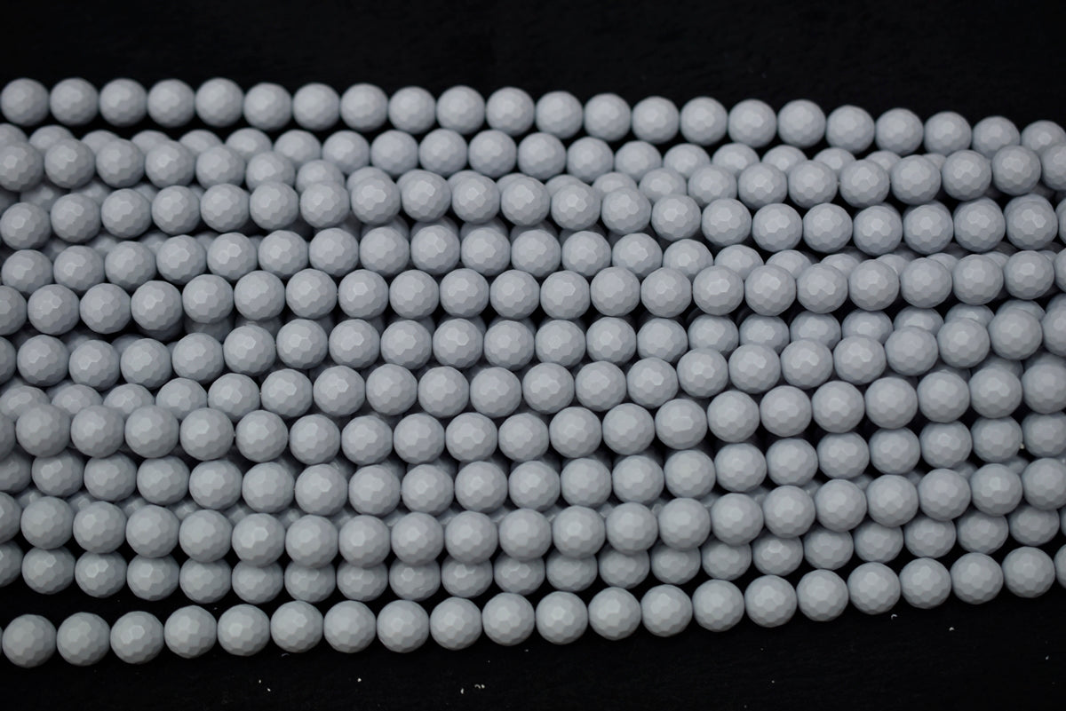 15.5" 8mm/10mm Matte Shell pearl round faceted beads grey color