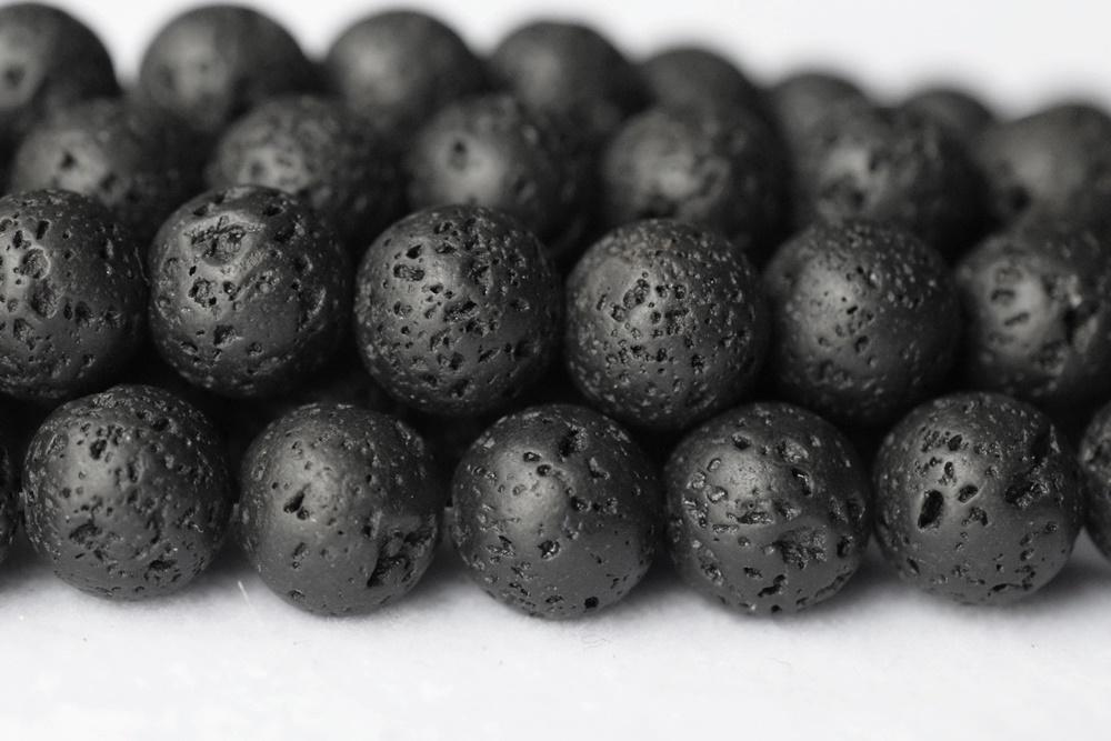 15.5" 14mm/16mm black Lava Round Gemstone beads