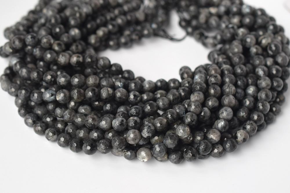 15" Larvikite 6mm/8mm/10mm/12mm round faceted beads, Black Labradorite, black gemstone,