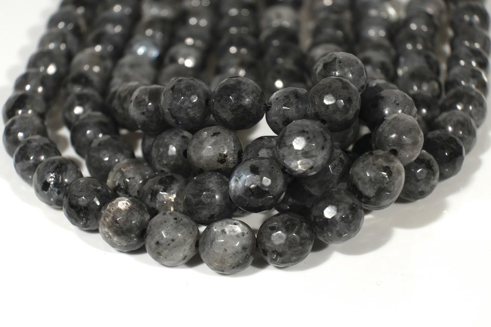 15" Larvikite 6mm/8mm/10mm/12mm round faceted beads, Black Labradorite, black gemstone,