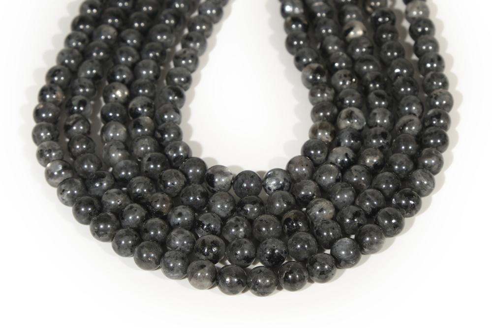 15.5" Black Labradorite 8mm round beads, Larvikite beads, black gemstone, Larvikite