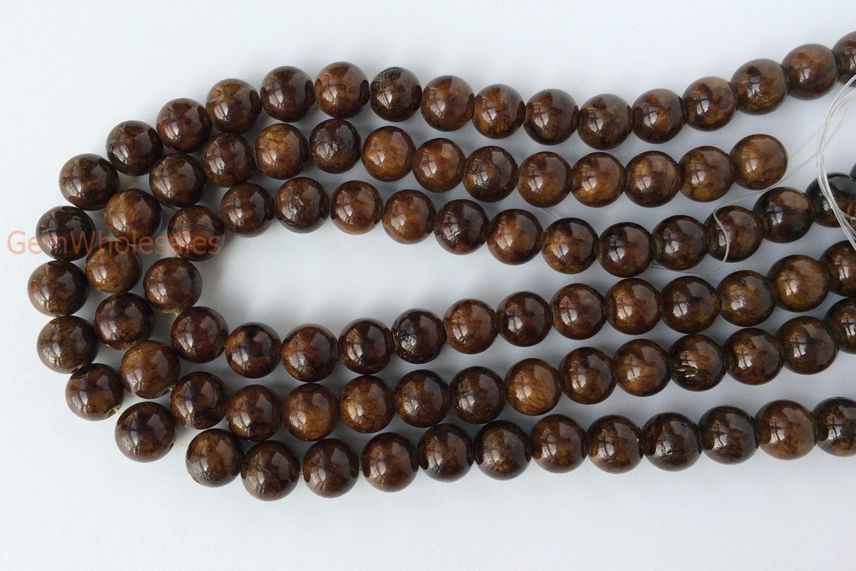 15.5" 6mm/8mm/10mm/12mm brown dyed jade Round beads gemstone