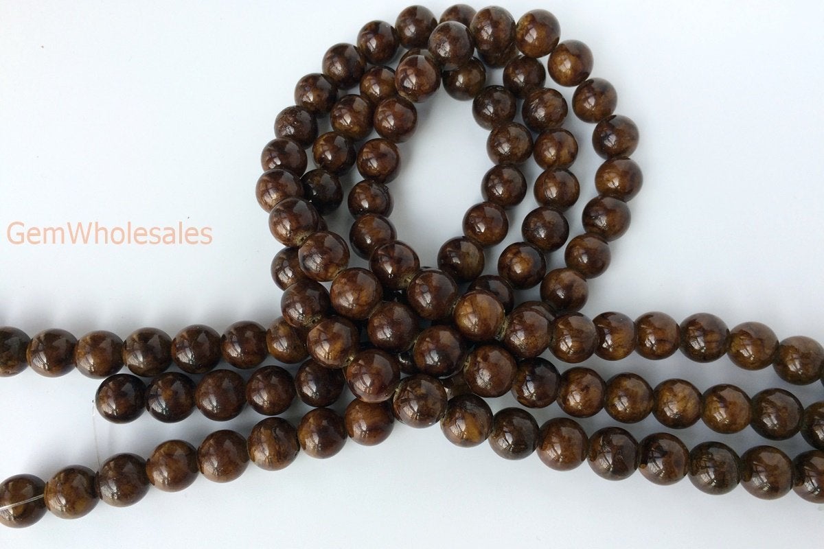 15.5" 6mm/8mm/10mm/12mm brown dyed jade Round beads gemstone