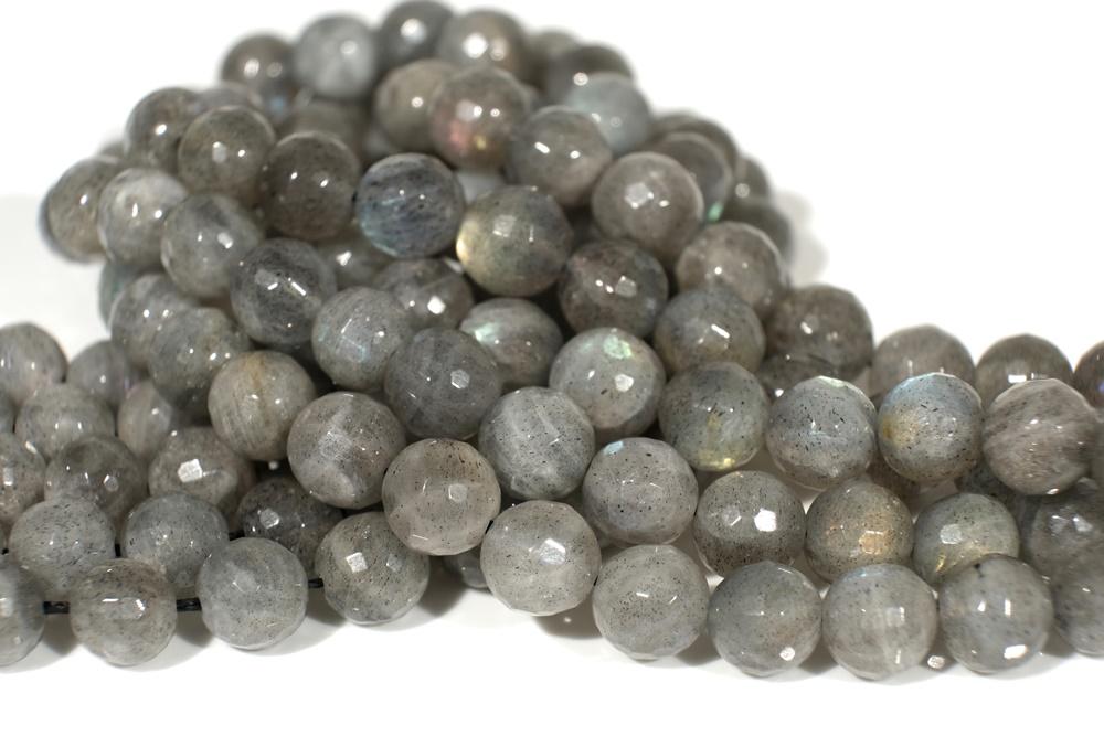 15.5" Natural Labradorite stone 6mm/8mm round faceted beads, 128 faceted
