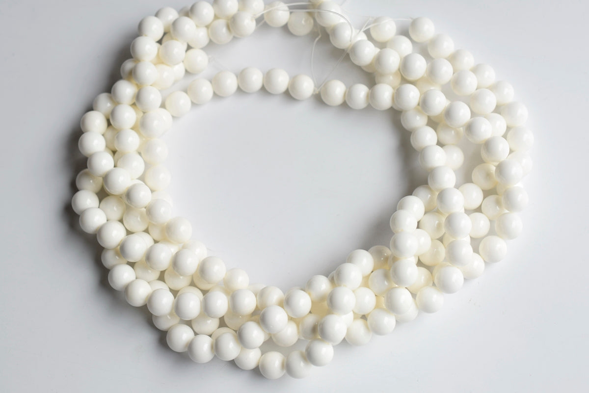 15.5" 6mm/8mm/10mm/12mm Natural white shell round beads