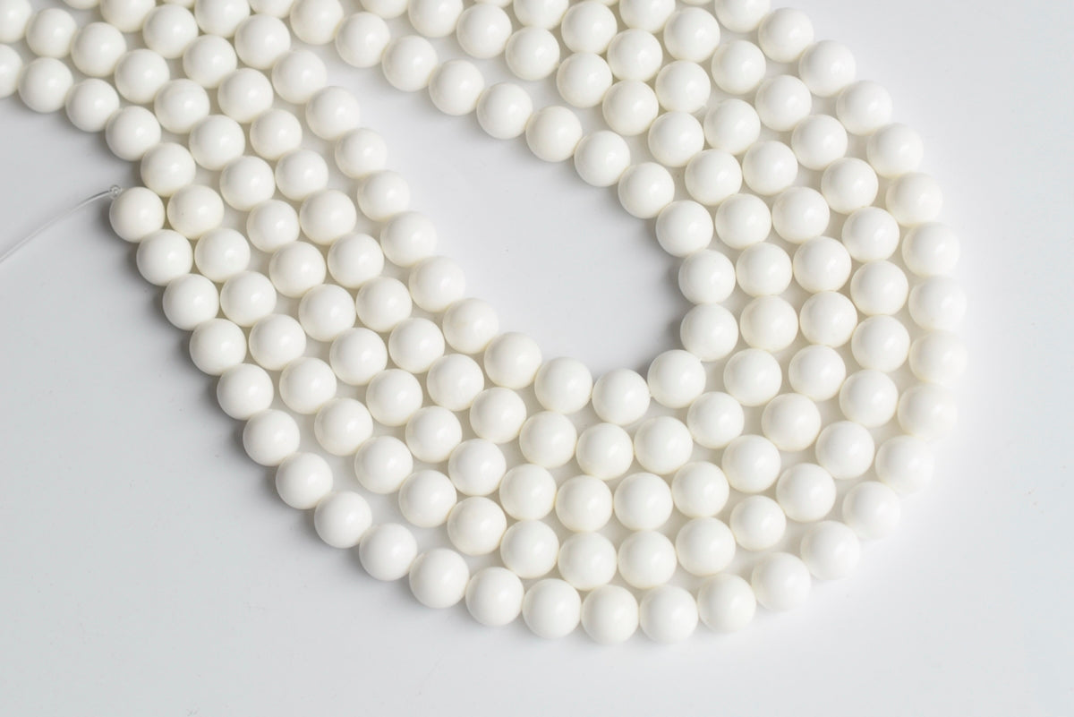 15.5" 6mm/8mm/10mm/12mm Natural white shell round beads