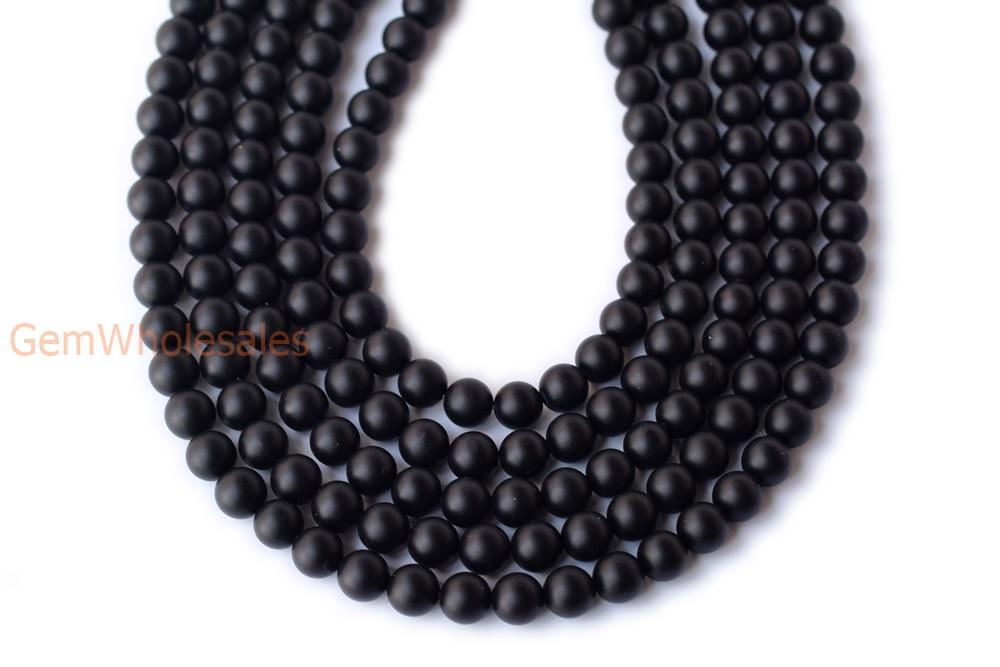 15.5" 4mm/6mm Matte/frosted black agate/onyx round beads,gemstone