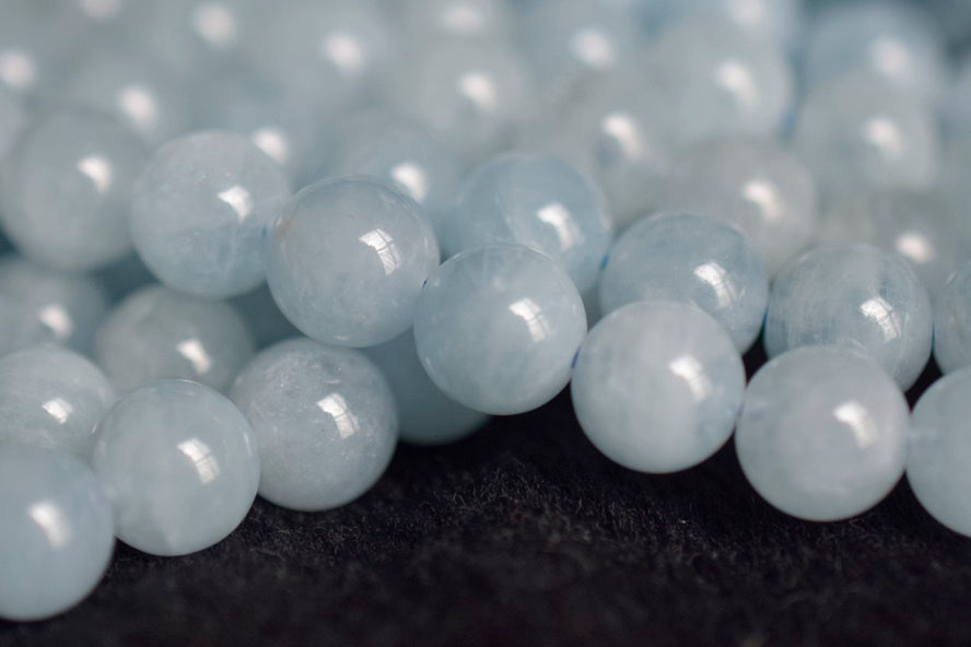 15.5" 8mm A Natural Aquamarine round beads,light blue color gemstone A quality