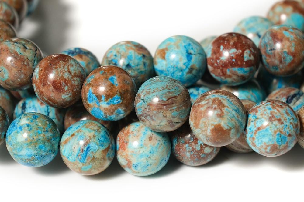 15.5" 10mm/12mm Turquoise blue Calsilica jasper round beads,blue brown gemstone