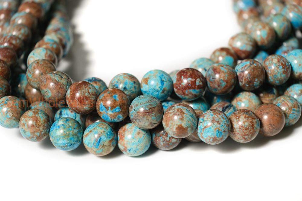 15.5" 10mm/12mm Turquoise blue Calsilica jasper round beads,blue brown gemstone