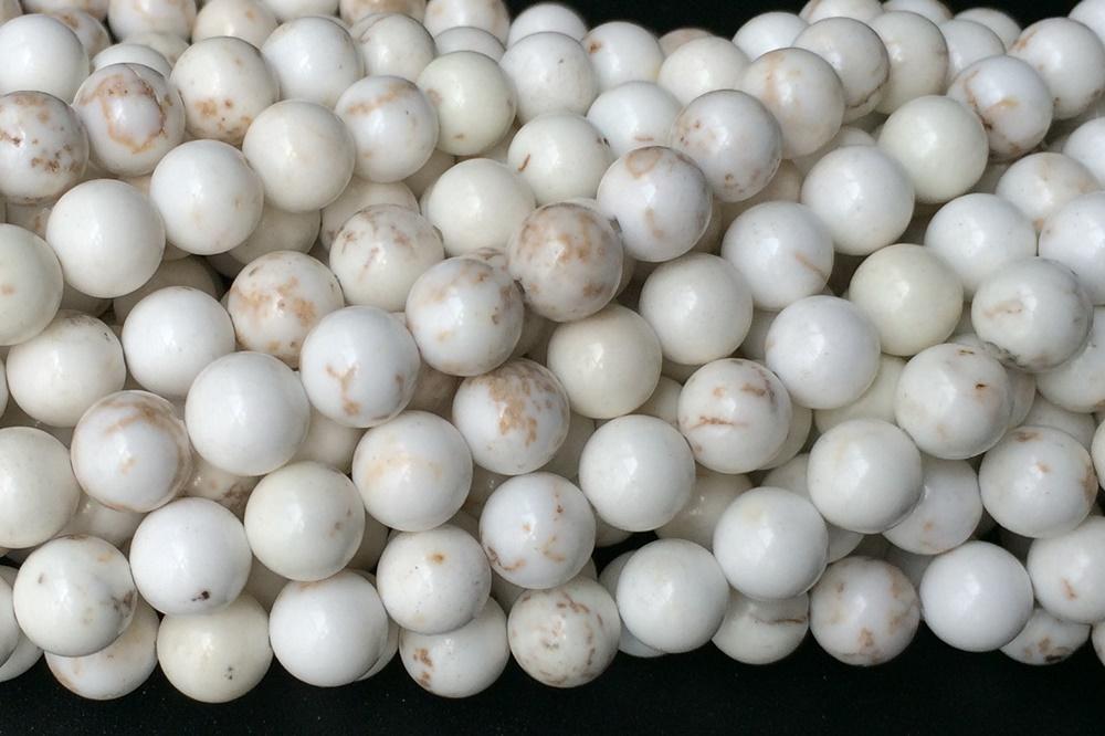 15.5" 10mm/12mm Natural Cream White howlite round beads, Ivory white turquoise beads
