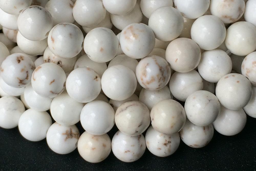 15.5" 10mm/12mm Natural Cream White howlite round beads, Ivory white turquoise beads