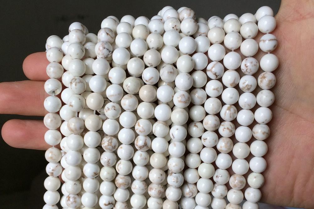 15.5" 4mm/6mm Natural Cream White howlite round beads, Ivory white beige gemstone