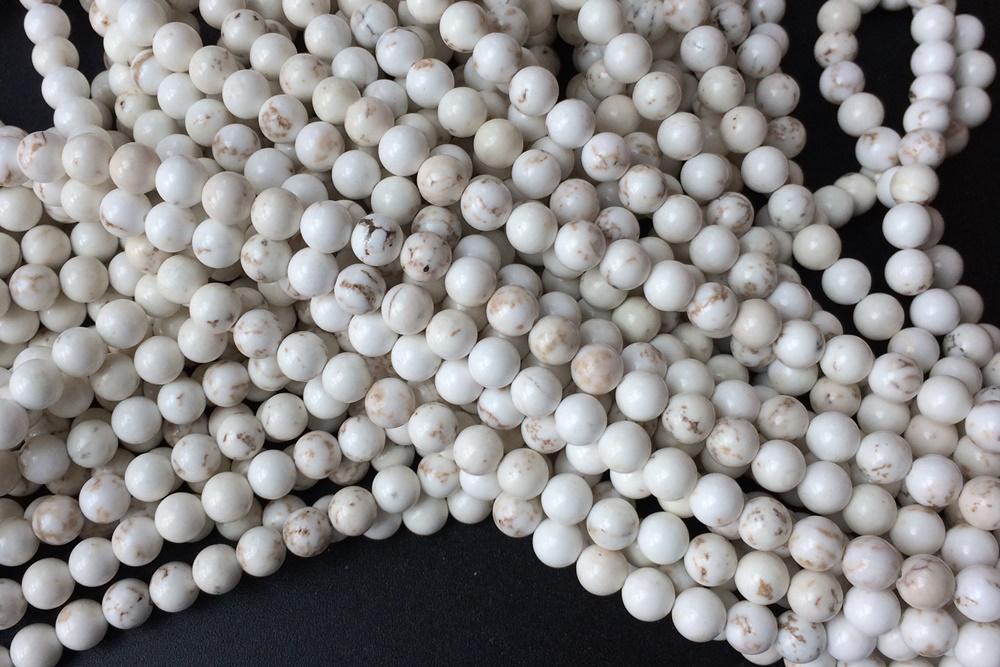 15.5" 8mm Natural Cream White howlite round beads, Ivory white beige gemstone