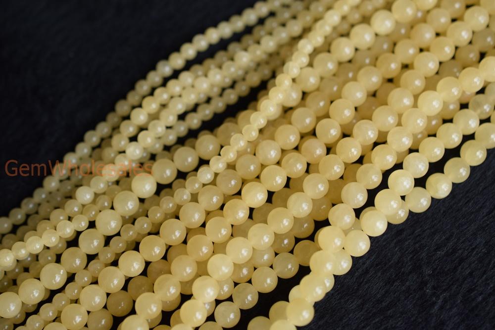 15.5" 8mm/10mm/12mm natural yellow jade Round gemstone beads