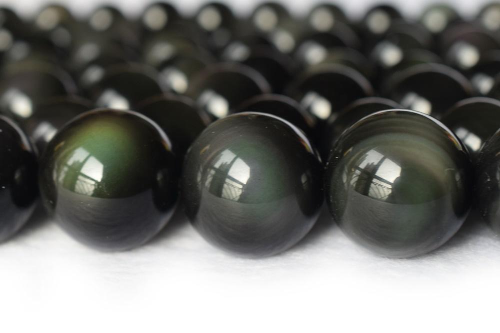 15.5" Natural rainbow obsidian 12mmm/14mm/16mm, Black obsidian round beads