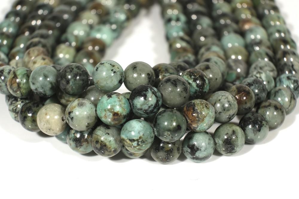 15.5" Natural African turquoise 10mm/12mm round beads