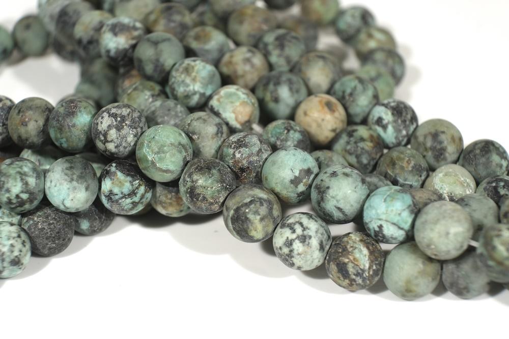 15.5"4mm/6mm/8mm Frosted/Matte Natural African turquoise round beads, green black multi color