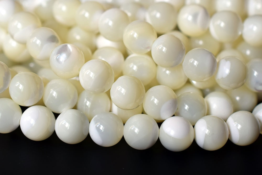 15.5" 8mm Natural white MOP round beads,white mother of pearl