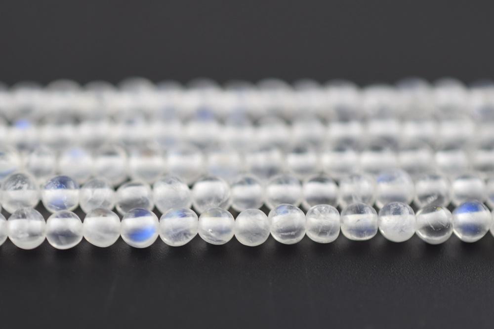 15.5" 2mm White Rainbow Moonstone round beads, moonstone with blue shinning