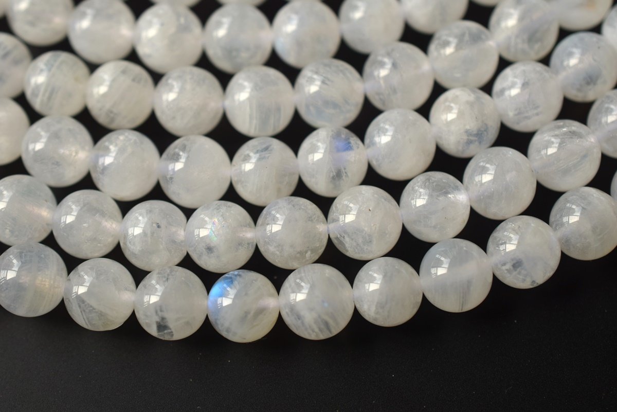 7.5" 7~8mm  Moonstone round beads, moonstone with blue shinning, white semi-precious stone