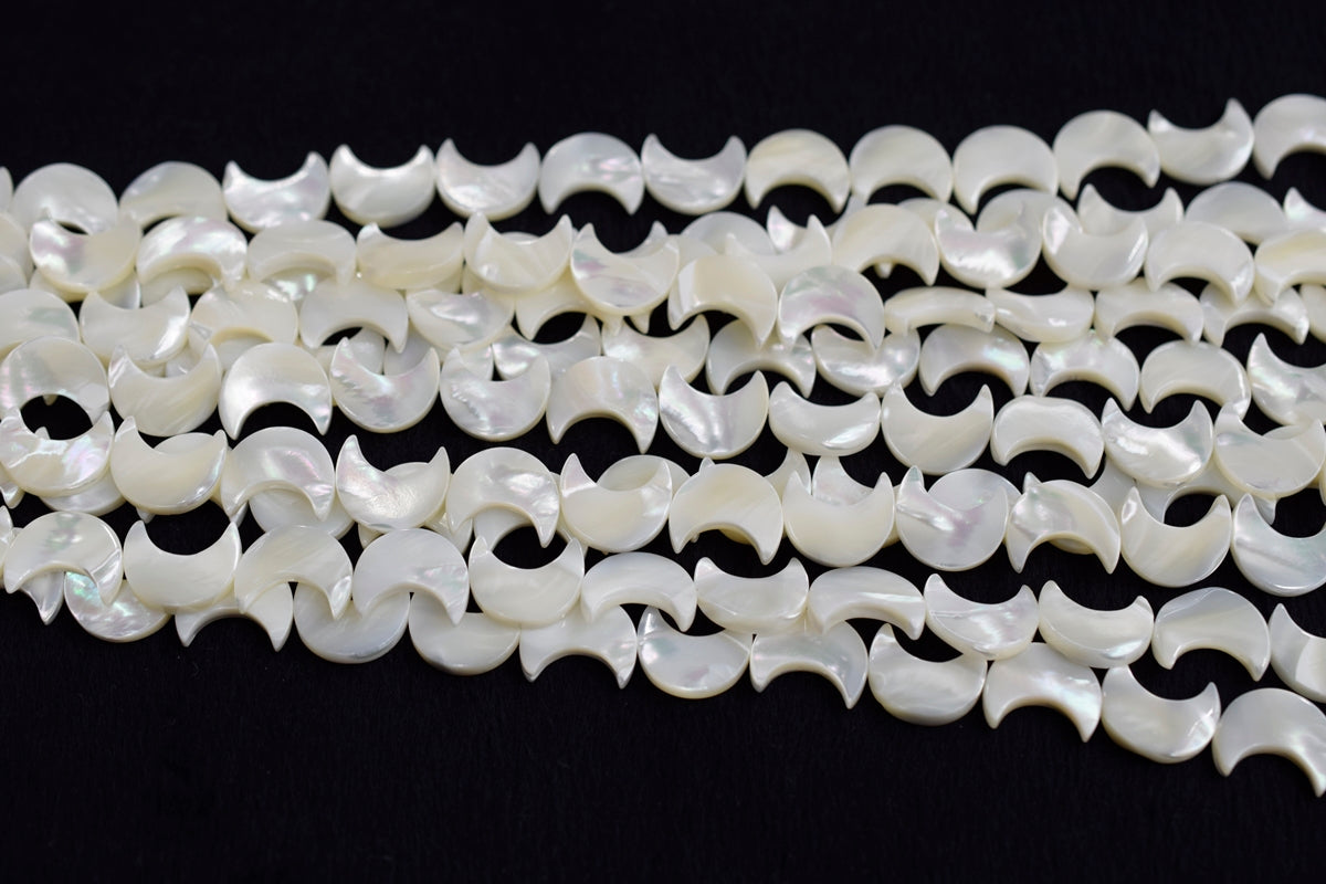 15.5" 10x12mm Natural white MOP moon,white mother of pearl