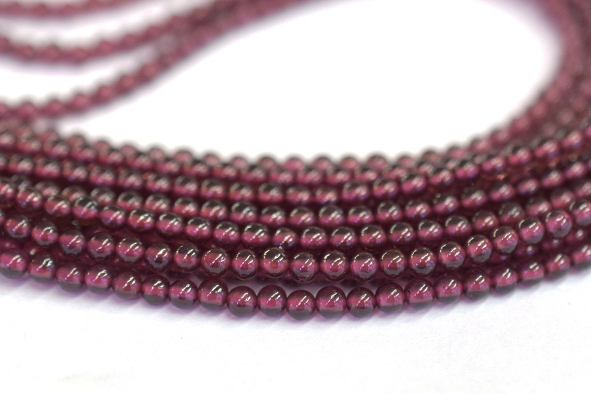 15.5" Wine Red garnet 2mm round beads , Red color 2mm small gemstone