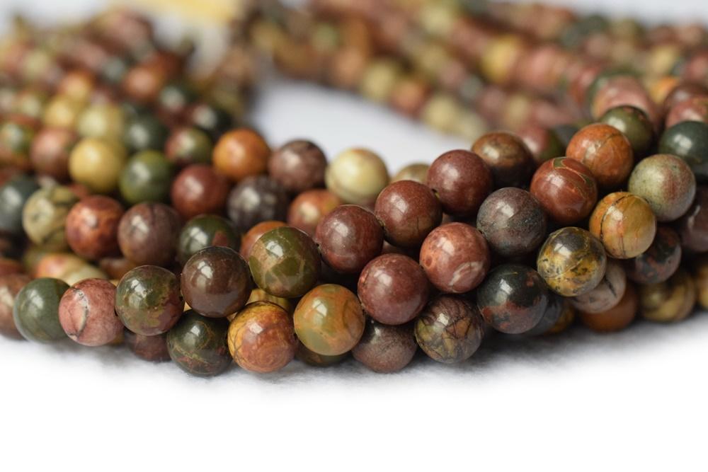 15.5" Picasso Jasper 6mm/8mm/10mm round beads, red brown Picasso stone beads