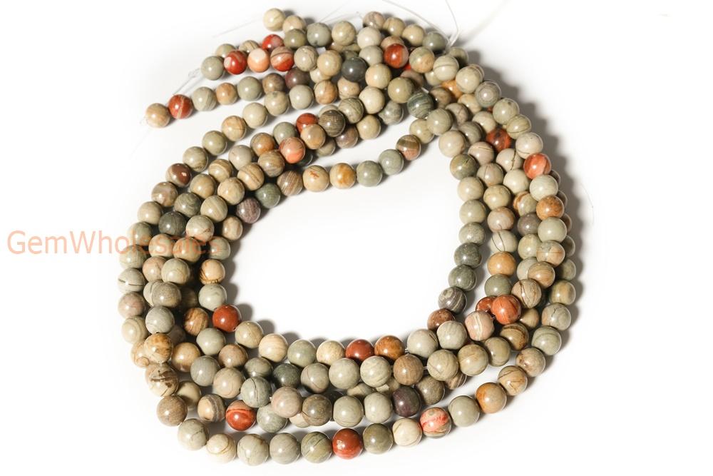 15.5" Natural bamboo leaf stone round beads 6mm/8mm/10mm,Bamboo leaf jasper, natural stone beads