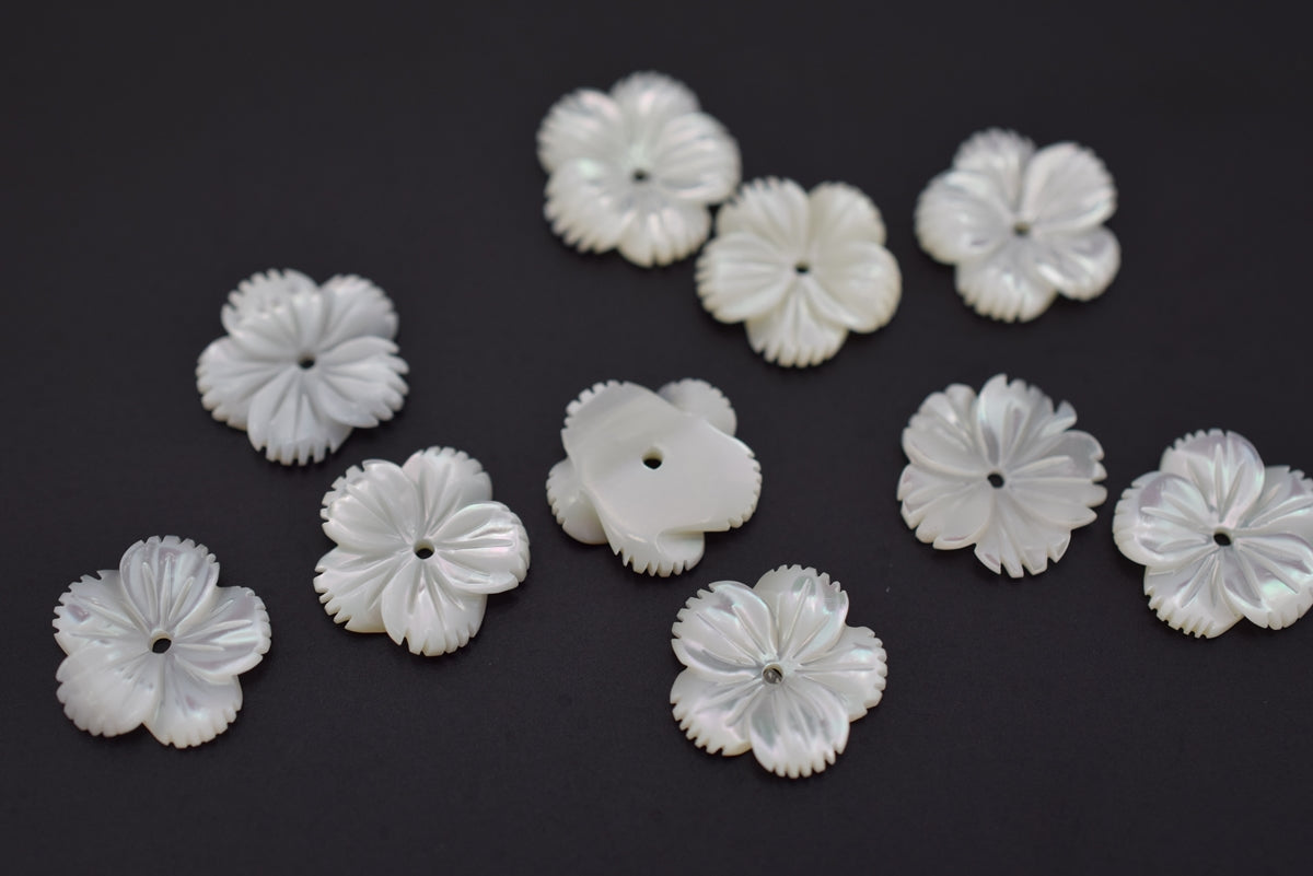 10PCS 10mm Natural white MOP flower 5 petal,mother of pearl