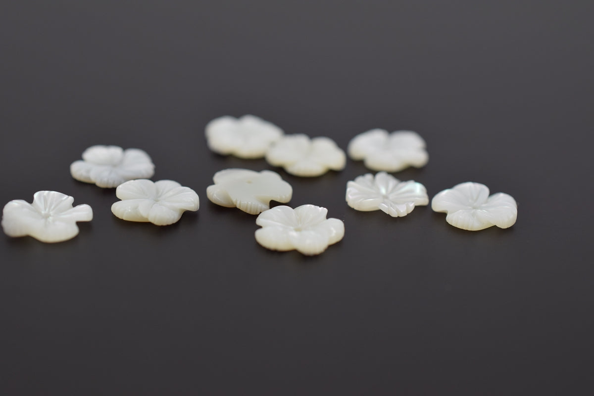 10PCS 10mm Natural white MOP flower 5 petal,mother of pearl