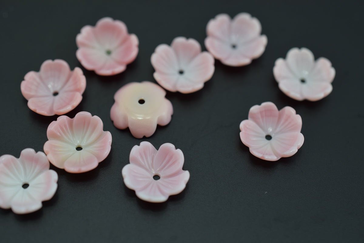 10PCS 10mm pink MOP flower,pink queen conch shell flower