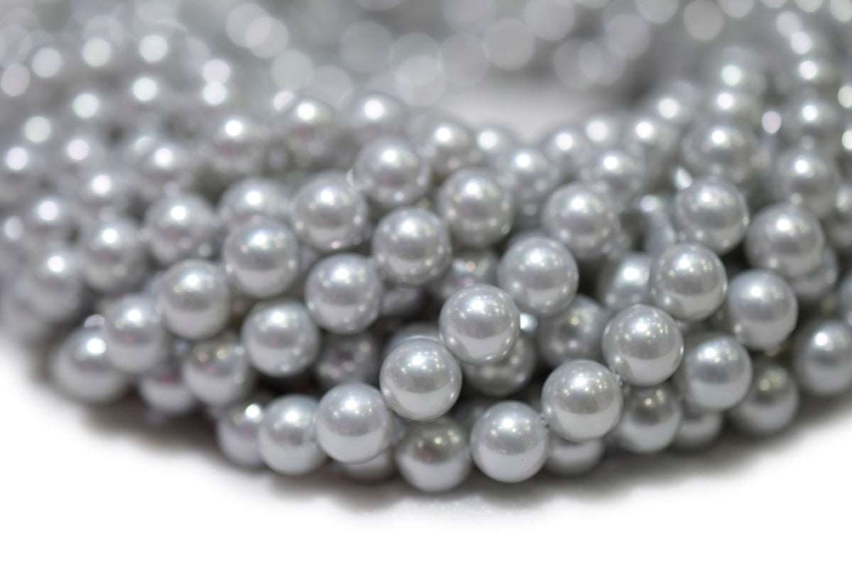 15.5" 8mm/10mm Silver grey Shell pearl round beads,TYA