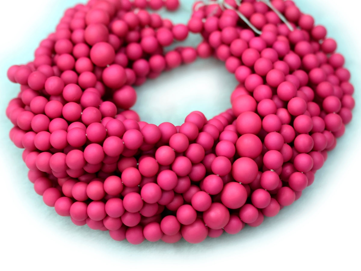 15.5" 8mm/10mm Matte Shell pearl round beads rose red color,HJC9