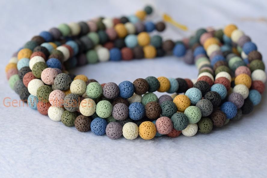 15.5" 8mm/10mm/12mm mix color Lava Round Gemstone beads