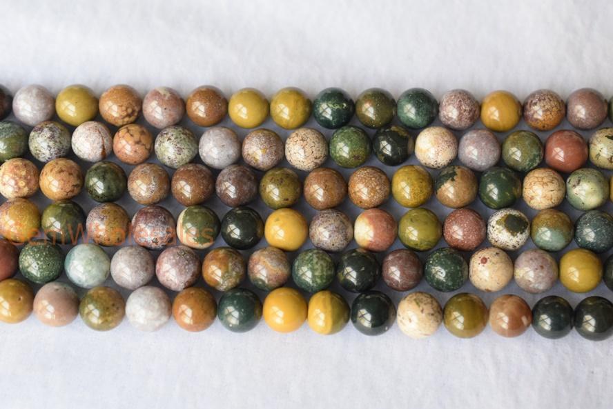 15.5" 6mm/8mm/10mm Natural Ocean jasper round beads, Natural yellow Green gemstone