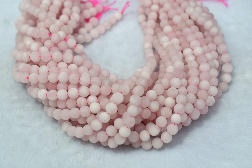 15.5" 6mm Natural Matte/frosted Rose quartz round beads