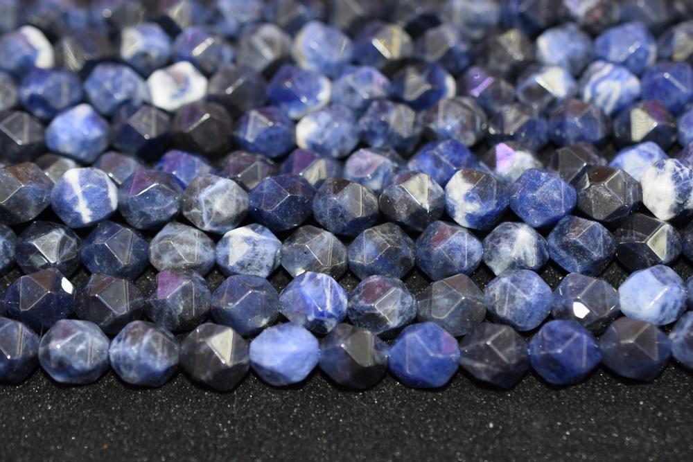 15.5" 8mm/10mm Natural sodalite stone faceted beads, dark blue gemstone