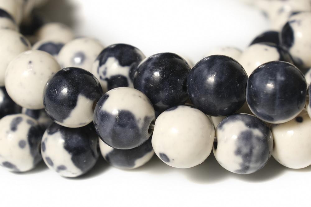 15.5" 8mm/10mm Dyed beige blue rain flower stone round beads