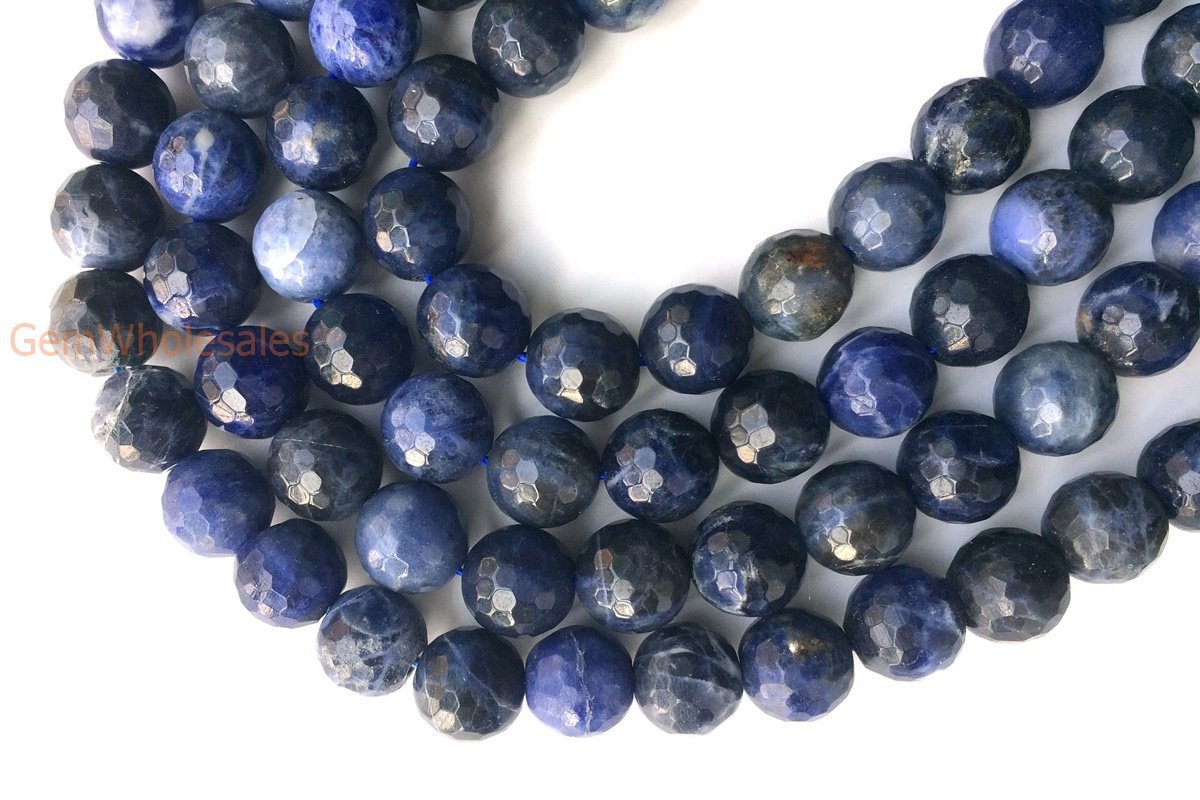 15.5" 10mm Natural sodalite stone 10mm round faceted beads,dark blue gemstone