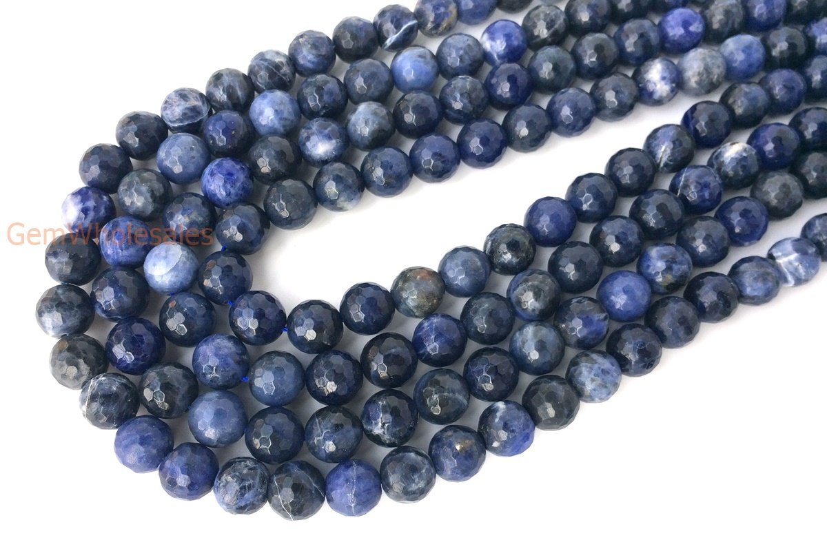 15.5" 10mm Natural sodalite stone 10mm round faceted beads,dark blue gemstone