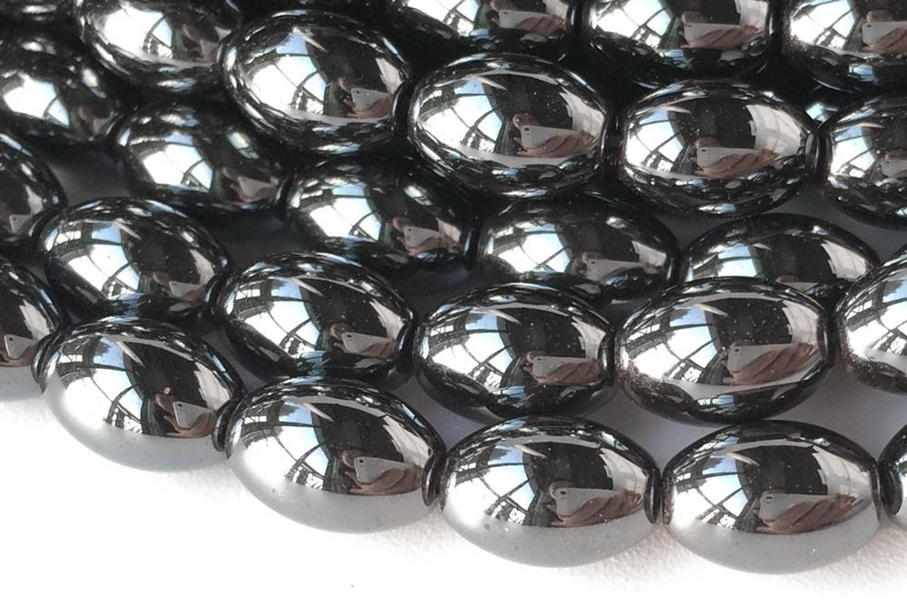 15.5" 6x9mm Natural Hematite stone oval/Barrel beads