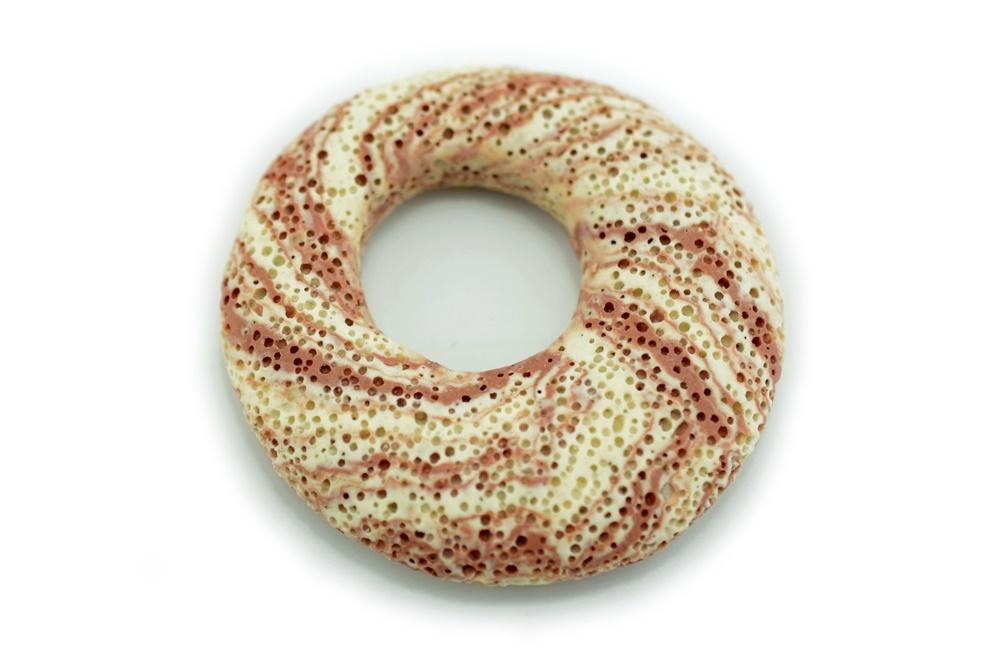 4PCS 50mm beige red Lava Donut Gemstone pendant