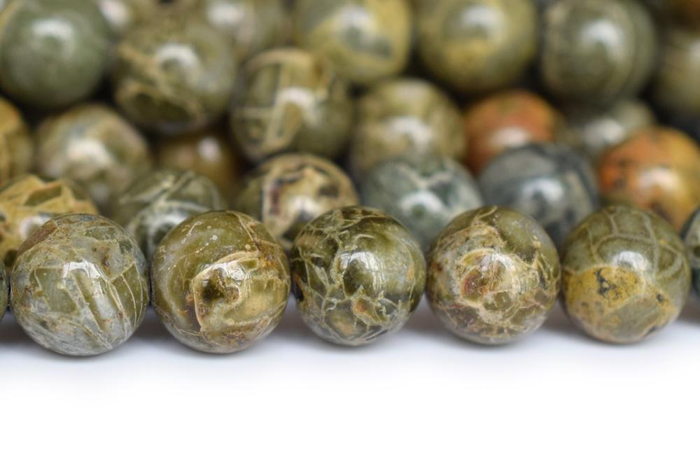 15.5" 6mm Natural African army green jasper round beads, Brecciated jasper,Alligator Skin jasper