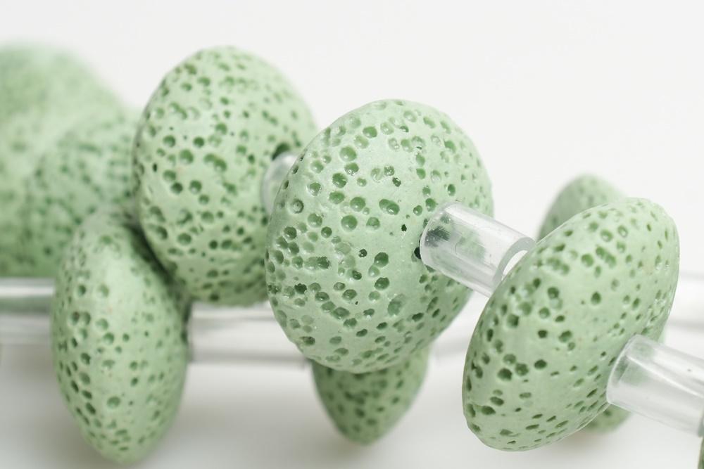 15.5" 20mm/26mm green Lava Donut Gemstone pendant
