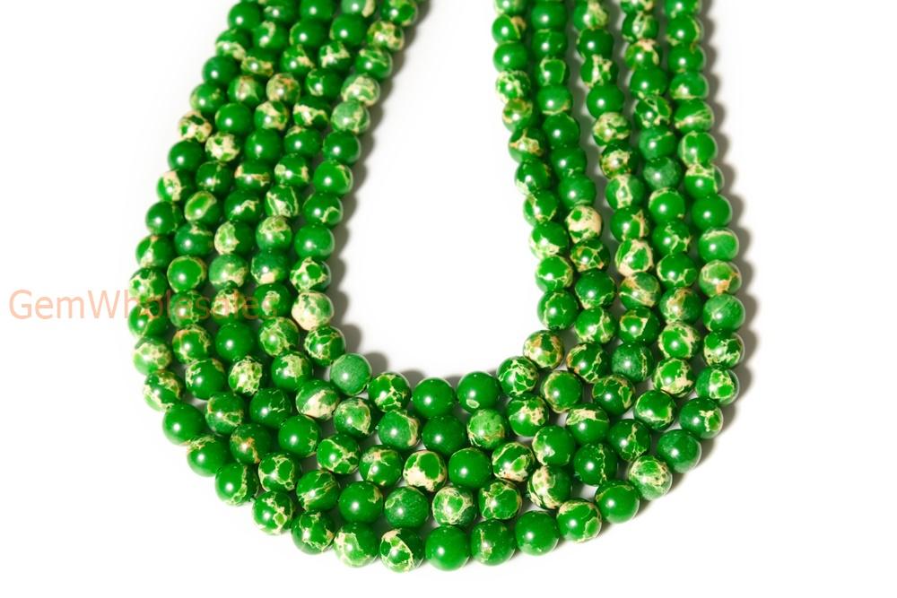 15.5" 6mm/8mm/10mm grass green emperor jasper round beads,Sea Sediment,Aqua Terra Jasper XYG02