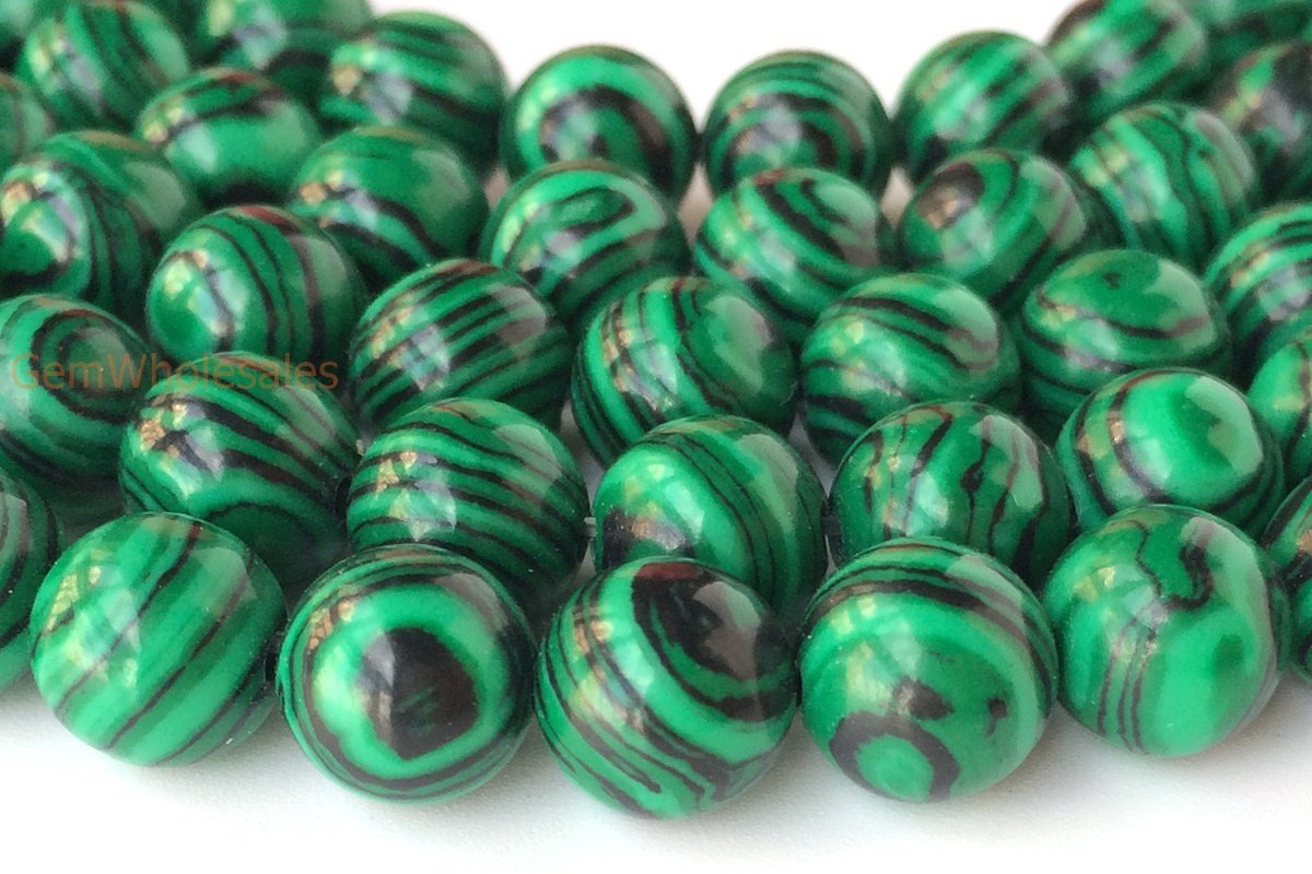 15.5" Artificial malachite round beads,Green gemstone, cheap beads